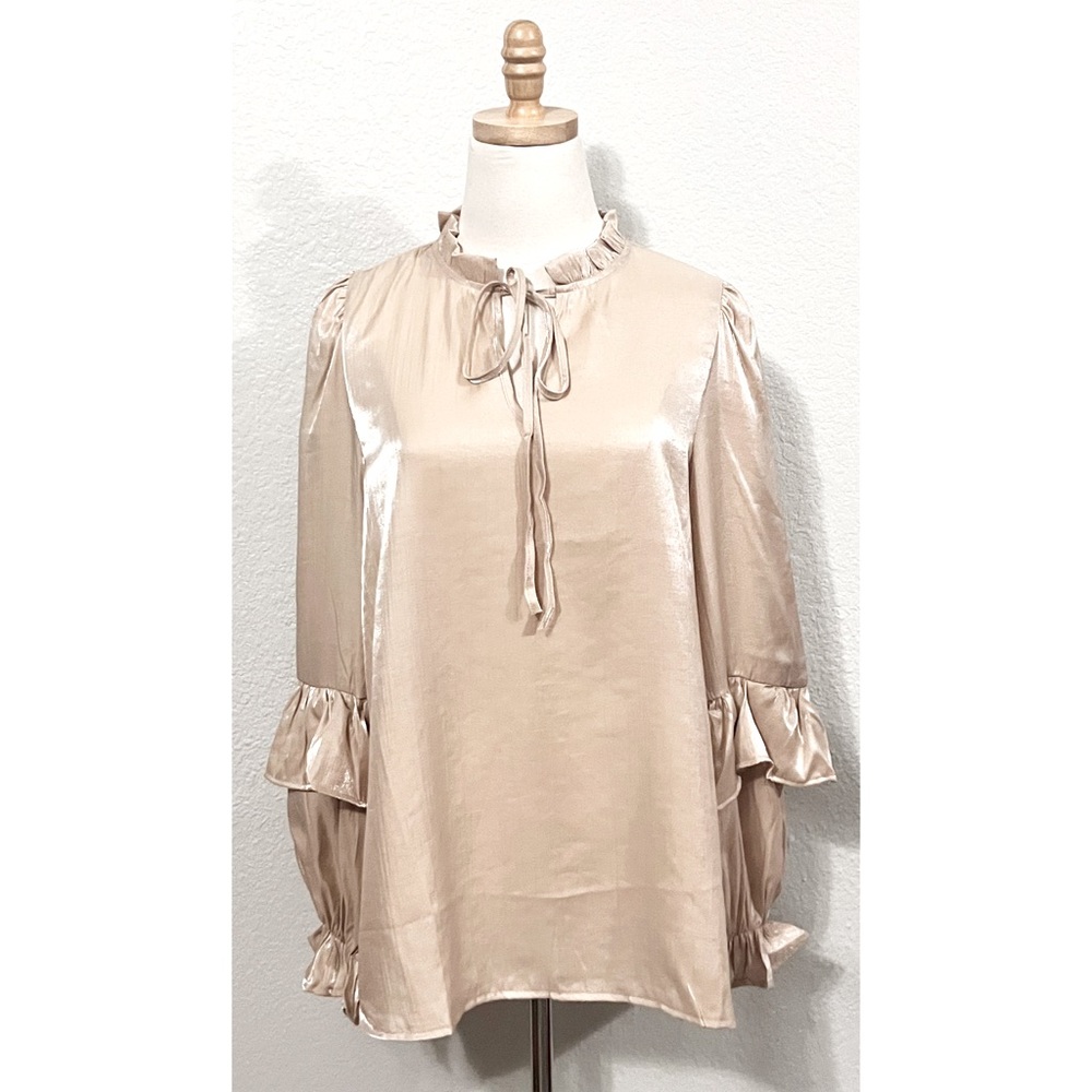 MAZIK METALLIC LAYERED RUFFLE TOP ❤️IN STORES❤️ - Picture 2 of 3